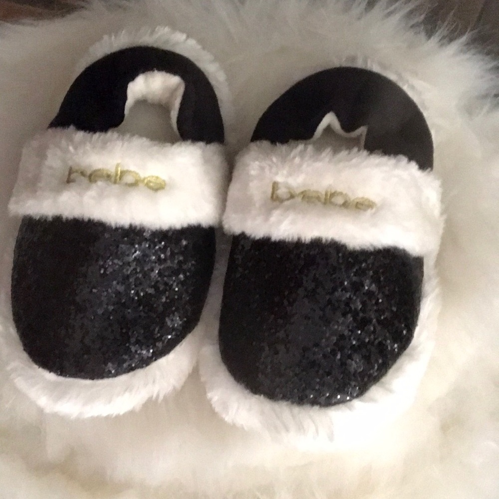 Bebe toddler glitter slippers warm and soft.
